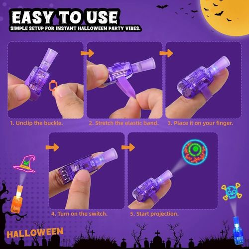 10Pcs Halloween Finger Lights LED Projector Rings Kids Party Favor Trick Treat — image 3