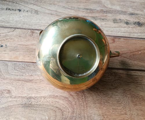 Brass Decorative Ornament Kettle Tea Pot With Hinged Handle & Ring Shaped Stand — image 16