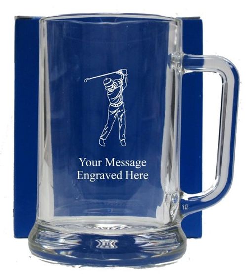 Personalised Golf Pint Glass Tankard Birthday Free Gift Box GT13