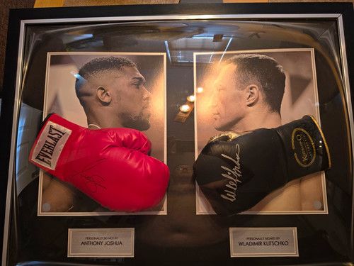 Everlast Framed Boxing Gloves Display Signed Anthony Joshua & Wladimir Klitschko