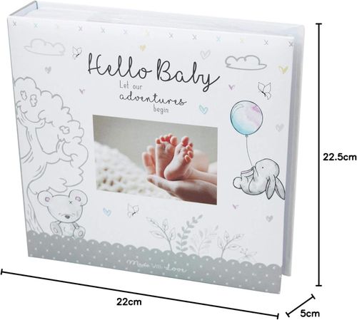 Baby First Photo Album 4x6" White Unisex 200 Memo Photos Christening Gift — image 2