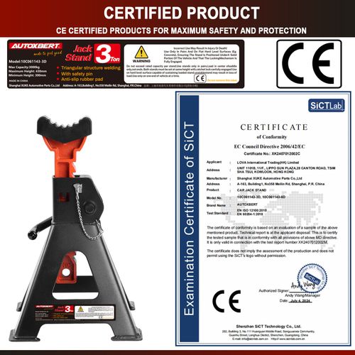2PC Axle Stands Car Jack Stands 3 Ton Lifting Capacity Double Locking Universal — image 2