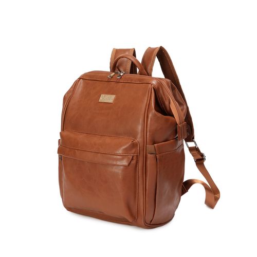 ELF PHOENIX Nappy Bag Backpack Faux Leather Brown 5pcs Diaper Baby Mummy Gift — image 2