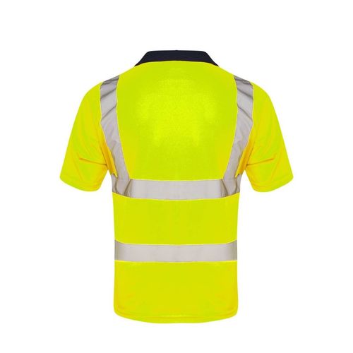 Hi Viz Vis Men Pro Polo Collar T-shirt Short Sleeve Work Wear Safety Security — image 3