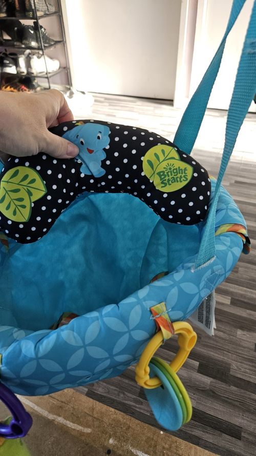 Bright Starts Safari Door Bouncer Baby Jumper Seat with Hanging Toys Blue/Green — image 5