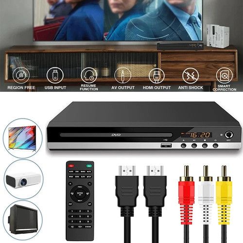 HDMI DVD Player Multi Region with Remote Control HDMI & AV Audio Cable for TV UK
