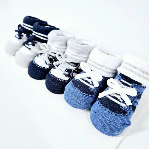 3 Pack Baby 0-9 Months Sneaker & Flower Shoe Socks Grip Boys and Girls Infant UK