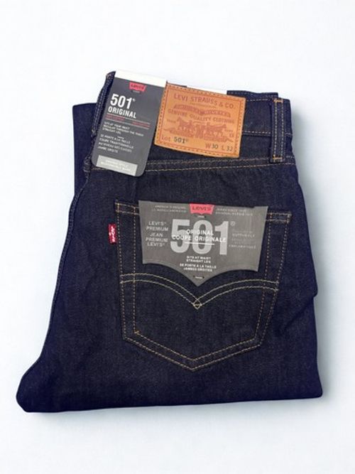 LEVI’s 501 Men’s Jeans Straight Fit Button Fly in Dark, Light, Mid Blue & Black