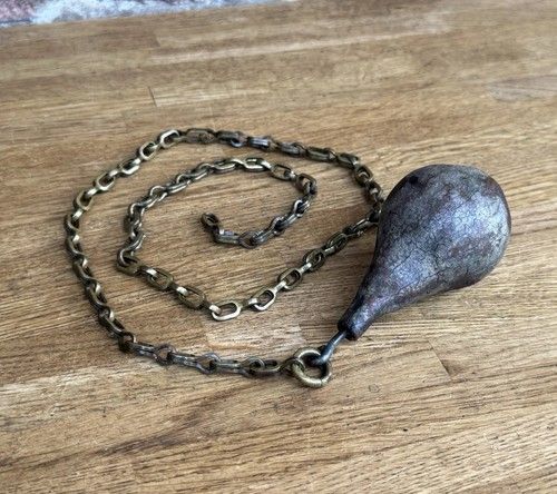 Antique Toilet Tank Cistern Teardrop Pull Handle Brass Chain Vintage Bathroom