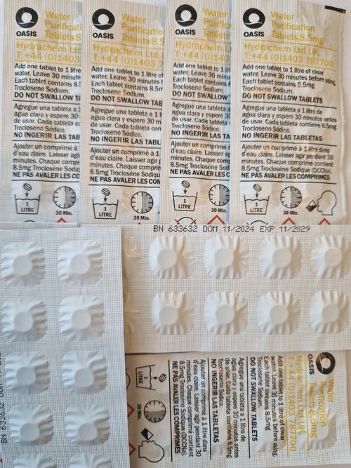 200 OASIS WATER PURIFICATION TABLETS 8.5mg PURIFYING  EXP. 11/2029 — image 1