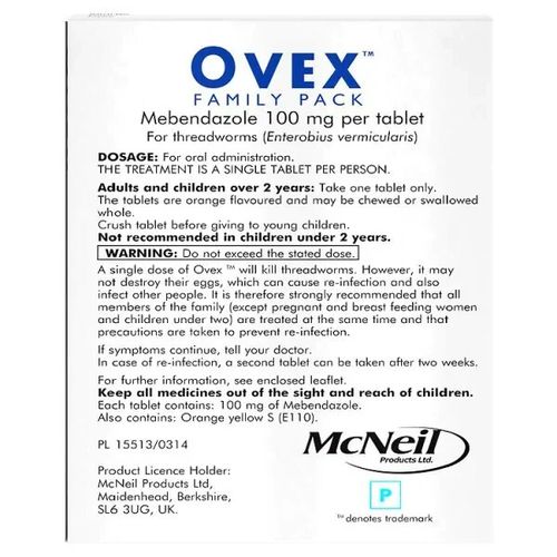 Ovex Family Pack - Threadworm Treatment In One Dose - 4 Oral Treatments — image 2