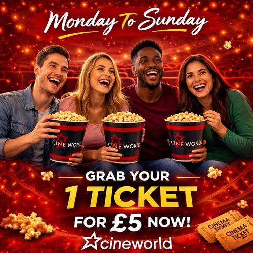 1 x Cineworld Cinema Tickets for £5 - Any Day, Any Location - Read Description — image 1