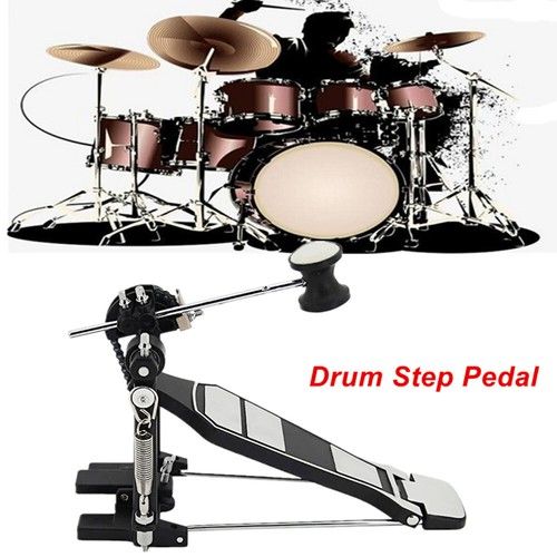 Single Step Drum Pedal Chain Drive Jazz Bass Drum Practice Kick Hammer Pedals
