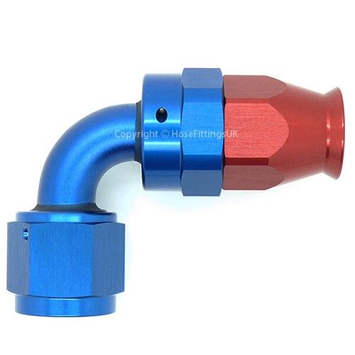 PTFE TEFLON® AN-6 6AN JIC 90 Degree Swivel Fuel Oil Coolant Braided Hose Fitting