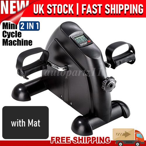 Mini Exercise Bike Pedal Exerciser Under Desk Cycle Rehab Arm Leg Trainer + Mat