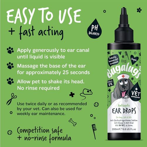 BUGALUGS Dog Ear Antiseptic Drops soothes itching & odours cleaner first aid — image 7