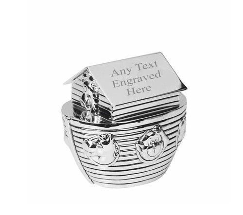 Personalised Engraved Silver-plated Noah's Ark Bank Money Box