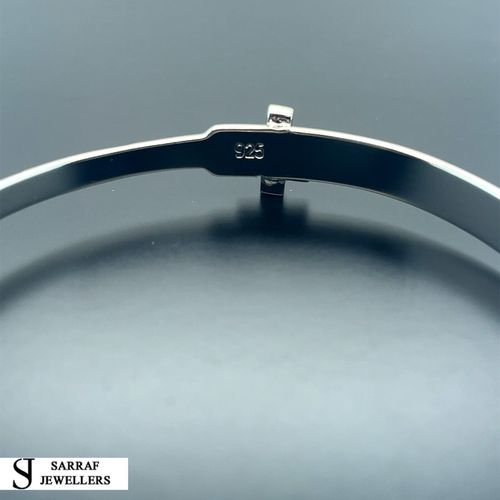Personalized 925 Sterling Silver Christening Baby Bangle D/C Cz Cross Engravable — image 12