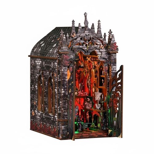Dark Castle DIY Book Nook Kit, Gothic Wooden Mini House with LED Light Decor — image 2