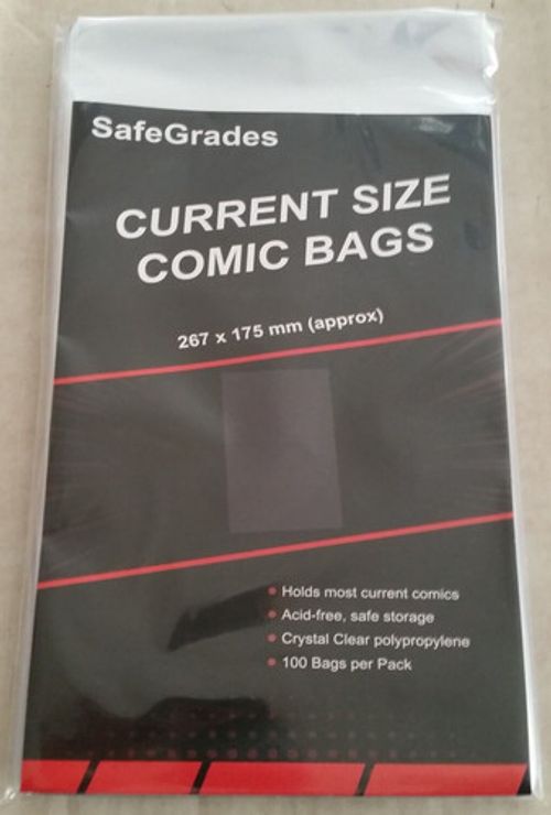 100 x CURRENT SIZE COMIC SAFE GRADES MODERN AGE COMIC BOOK STORAGE BAGS - BAGS