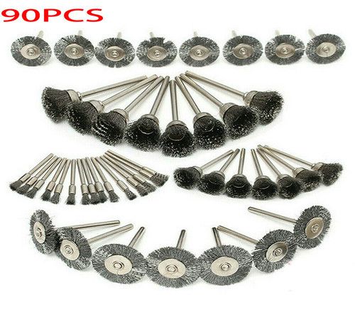 90X Stainless Steel Wire Bowl Mix Brush Kit For Dremel Rotary Tool Accessory UK
