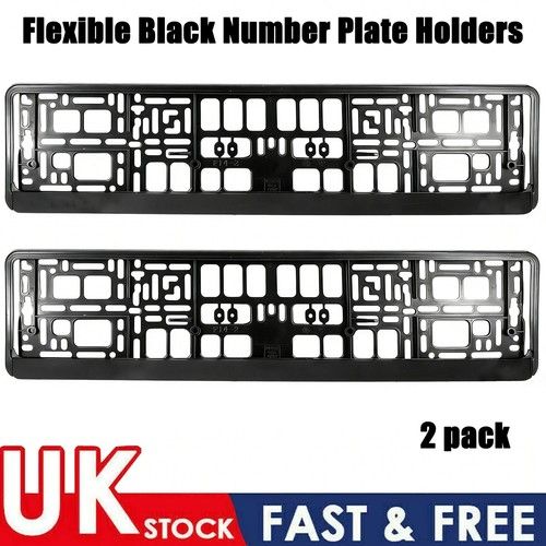 2 X HIGH GLOSSY BLACK NUMBER PLATE HOLDERS LICENCE PLATE SURROUNDS FRAMES ABS UK