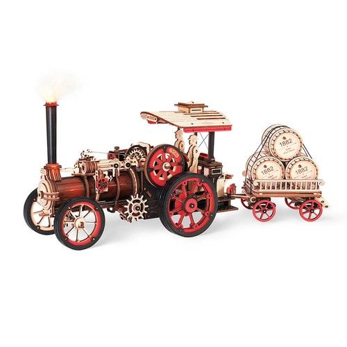 ROKR 3D Wooden Puzzle Steam Engine Mechanical Model Building Toys for Kids Teens