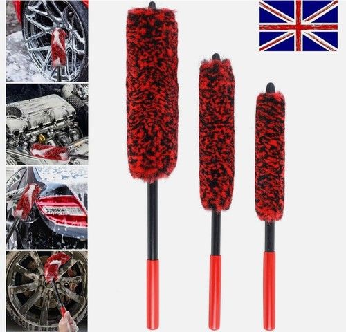 3PCS Set Wheel Woolies Luxury Super Plush Soft Alloy Wheel Cleaning Brush Kit UK