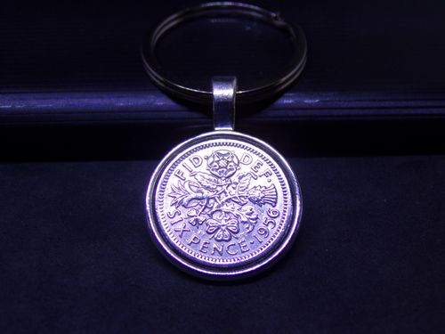 1956 Birthday Gift Lucky Sixpence Coin Keyring With Gift Bag — image 2
