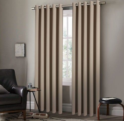 Pair of EYELET Ring Top Thermal BLACKOUT LINED Plain Curtains + Tie Backs