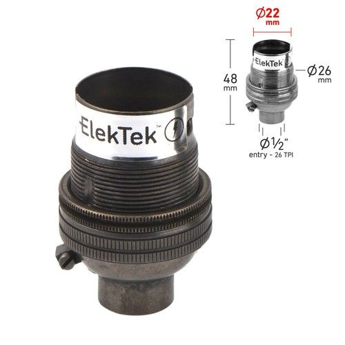 B22 Lamp Holder Unswitched Bayonet Light Bulb Socket 10mm or 1/2" base inlet UK