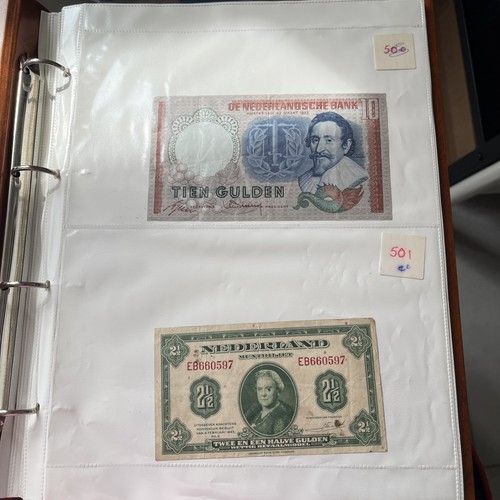 Folder with A Selection of Notes and Banknotes From Different Countries Used