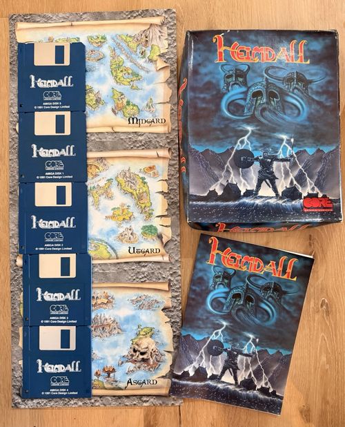 HEIMDALL AMIGA COMPLETE ORIGINAL 5 DISK GAME SET WITH BOX MAP & MANUAL CORE RARE — image 2