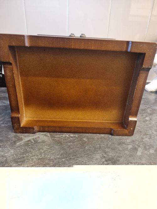 Wooden Photo Storage Box Cabinet, Double Doors, Dividers, Clear Sleeves Brown — image 4