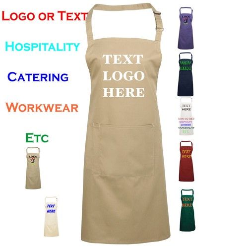 Personalised Custom printed apron Pocket Baking chef cooking Logo Text 