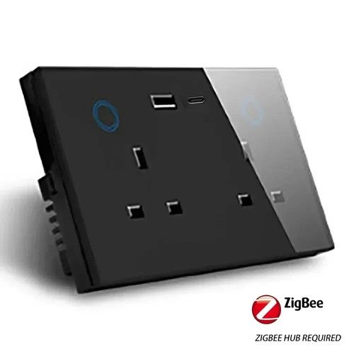UK Zigbee Touch Smart Wall Socket Tuya SmartLife Outlet USB Type C Port