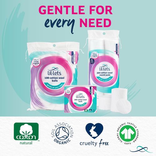 Lil-Lets Organic Cotton Wool Round Pads Soft Absorbent 200 Count — image 9