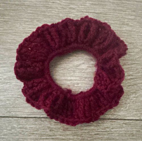 Burgundy Fabric Elastic Hair Scrunchie Round Approx. 10 cm, For All Hair Types — image 1