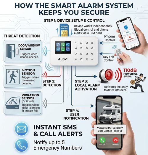 CAR-Camper-VAN Alarm Security System Wireless entry Sensor Live SMS Mobile Alert — image 6