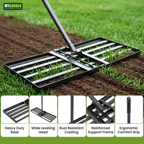 Levelling Rake With Tiltable Handle Foldable Level Lawn Tool Garden Soil Rake — image 5