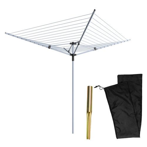 50M/60M Heavy Duty Rotary Washing Line Folding Outdoor Airer 4 Arm Clothes Dryer