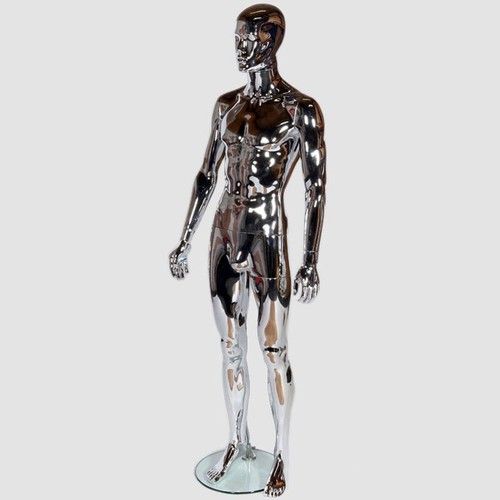 Full Body Male Man Mannequin Chrome Abstract Dummy Display Silver Bust Form New
