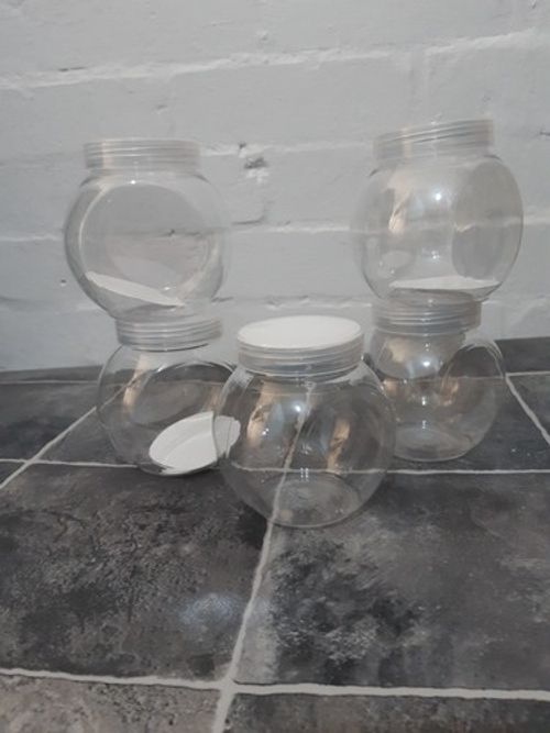 Small Plastic Screw Lid Jars 5-pack Storage Containers