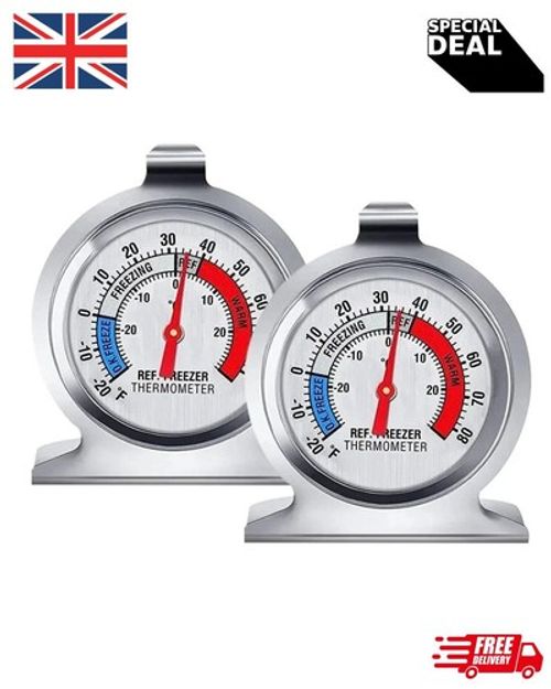 2X Refrigerator Freezer Thermometer Dial Temperature Gauge Meter Stainless Steel