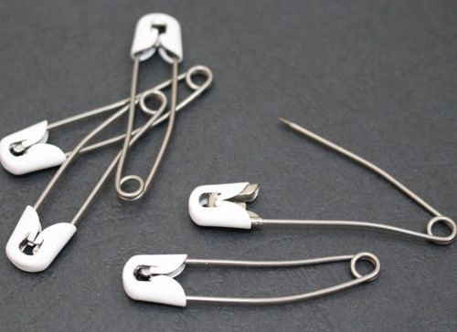 Traditional Nappy Pins Baby Safety Snap Lock Metal Cap 6 to 16 Pins in 3 Colours — image 1