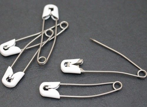 Traditional Nappy Pins Baby Safety Snap Lock Metal Cap 6 to 16 Pins in 3 Colours