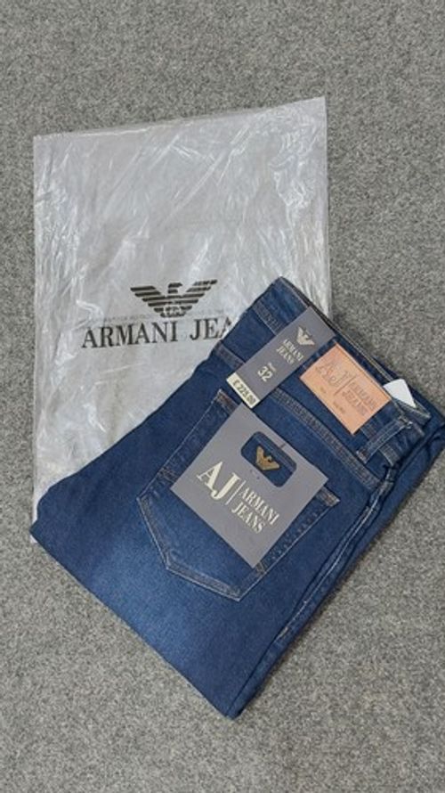 Armani Jeans J45 Blue Denim Jeans Straight Regular Fit L32 button fly.
