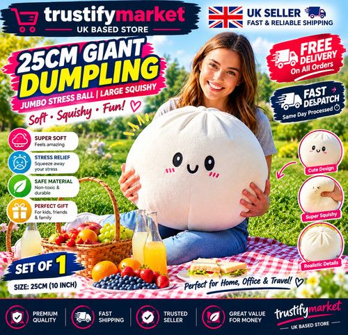 25cm Large Dumpling Squishy Stress Relief Squeeze Fidget Toy Soft Food Shape