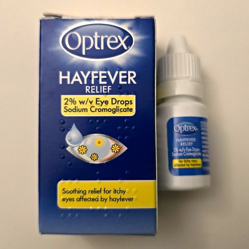 Optrex Hayfever Relief Eye Drops Sodium Cromoglicate 2% 10ml Exp 05/2028 — image 1