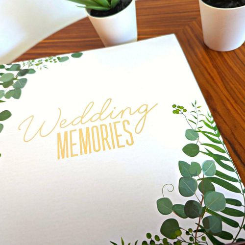 Wedding Photo Album Eucalyptus Gold And Green Design Elegant 200 Photos 6"x4"  — image 3